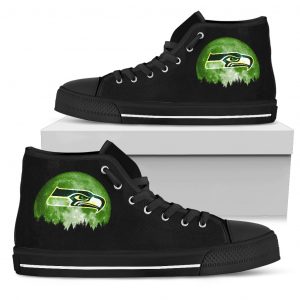 Halloween Orange Moon Mystery Seattle Seahawks High Top Shoes