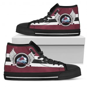 High Top Shoes Colorado Avalanche Logo Vintage Biker Wings