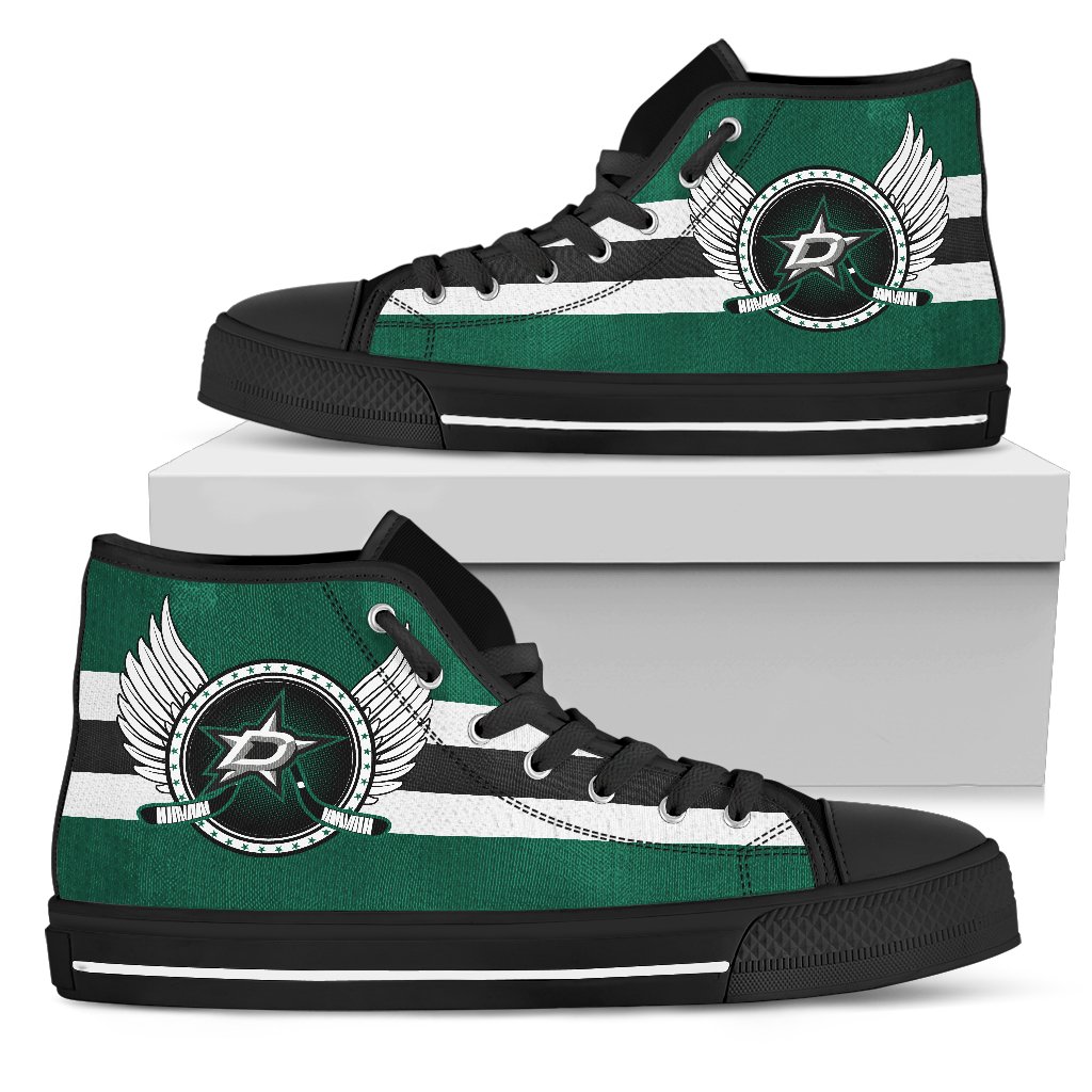 High Top Shoes Dallas Stars Logo Vintage Biker Wings High Top Shoes Dallas Stars Logo Vintage Biker Wings