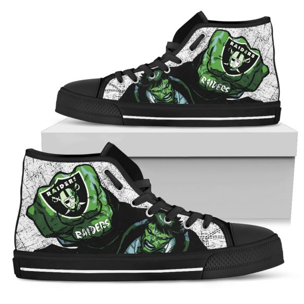 Hulk Punch Oakland Raiders High Top Shoes