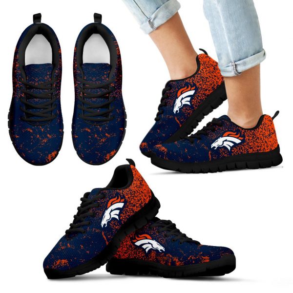 Light Tiny Pixel Smashing Pieces Denver Broncos Sneakers