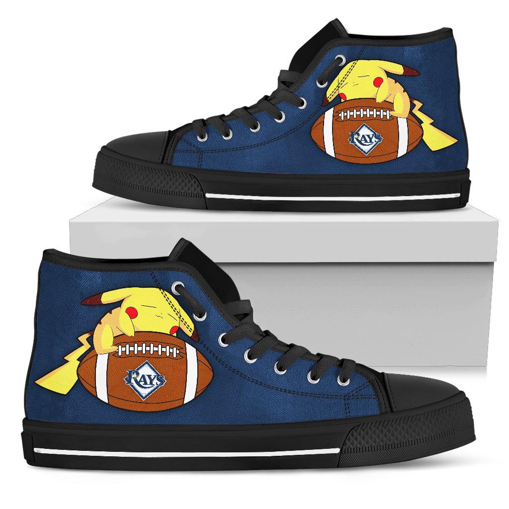Love Pikachu Laying On Ball Tampa Bay Rays High Top Shoes Love Pikachu Laying On Ball Tampa Bay Rays High Top Shoes