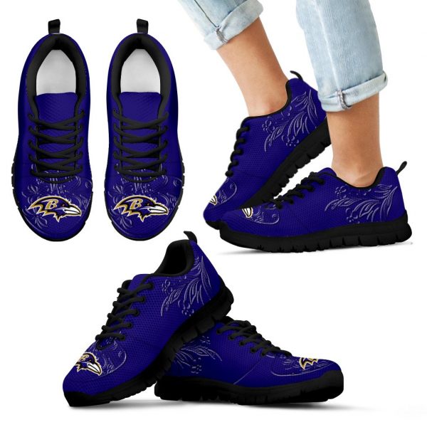 Lovely Floral Print Baltimore Ravens Sneakers