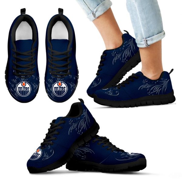 Lovely Floral Print Edmonton Oilers Sneakers