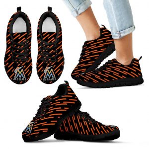 Marvelous Striped Stunning Logo Miami Marlins Sneakers