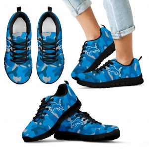 Military Background Energetic Detroit Lions Sneakers