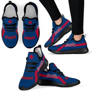 New Style Line Logo Atlanta Braves Mesh Knit Sneakers