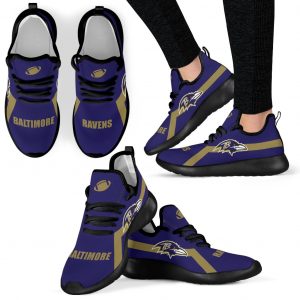 New Style Line Logo Baltimore Ravens Mesh Knit Sneakers
