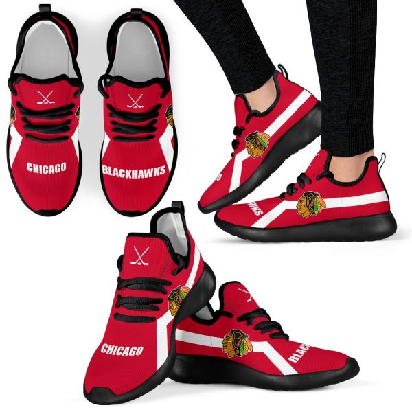 New Style Line Logo Chicago Blackhawks Mesh Knit Sneakers