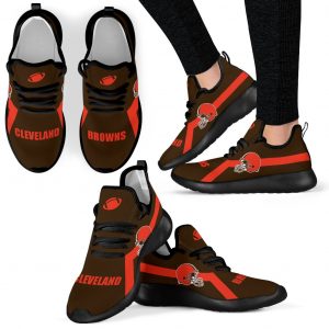 New Style Line Logo Cleveland Browns Mesh Knit Sneakers