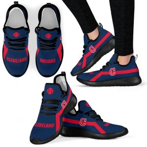 New Style Line Logo Cleveland Indians Mesh Knit Sneakers