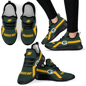 New Style Line Logo Green Bay Packers Mesh Knit Sneakers