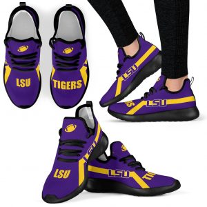 New Style Line Logo LSU Tigers Mesh Knit Sneakers