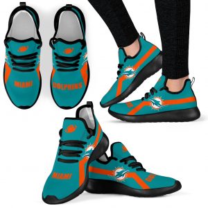 New Style Line Logo Miami Dolphins Mesh Knit Sneakers