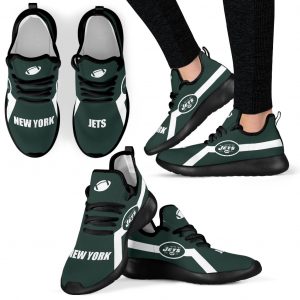 New Style Line Logo New York Jets Mesh Knit Sneakers