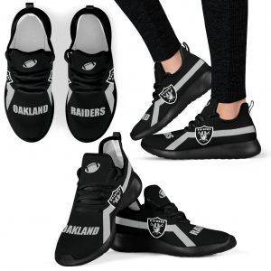 New Style Line Logo Oakland Raiders Mesh Knit Sneakers