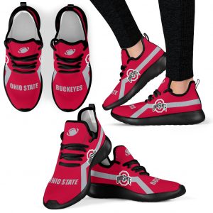New Style Line Logo Ohio State Buckeyes Mesh Knit Sneakers