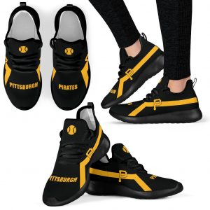 New Style Line Logo Pittsburgh Pirates Mesh Knit Sneakers