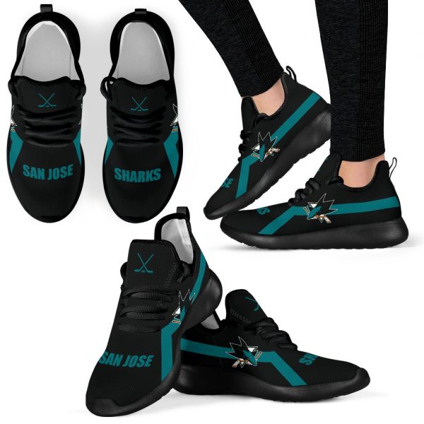 New Style Line Logo San Jose Sharks Mesh Knit Sneakers