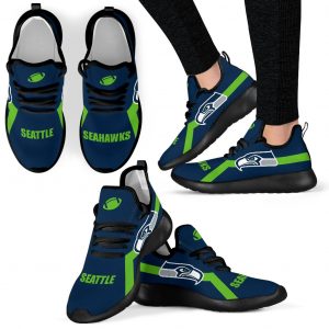 New Style Line Logo Seattle Seahawks Mesh Knit Sneakers
