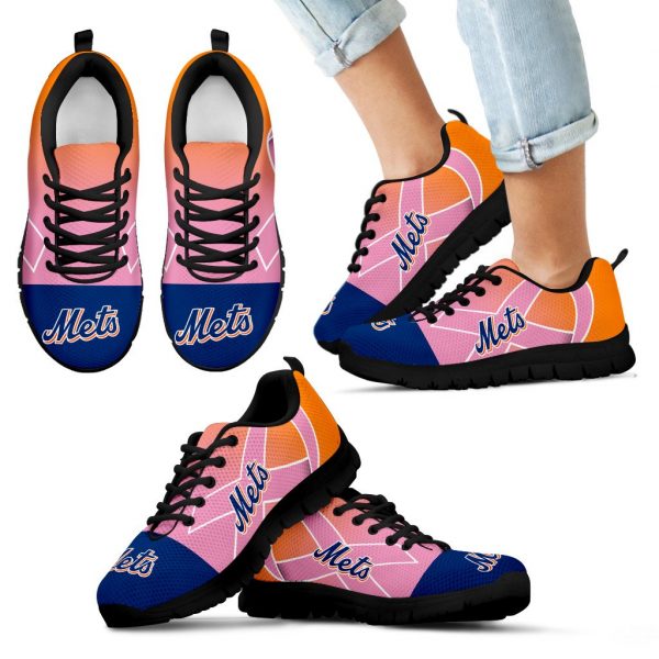 New York Mets Cancer Pink Ribbon Sneakers