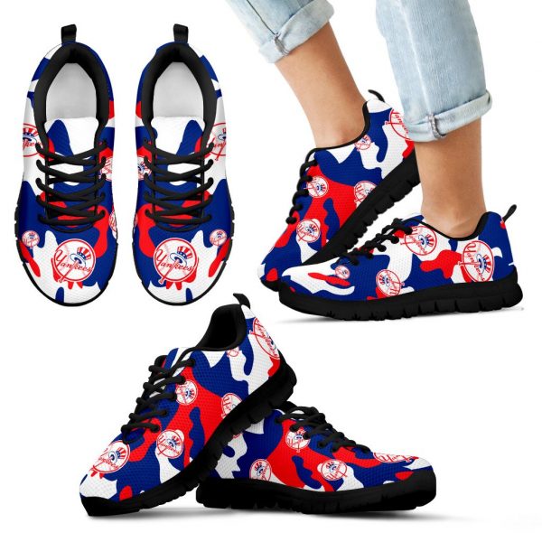 New York Yankees Cotton Camouflage Fabric Military Solider Style Sneakers