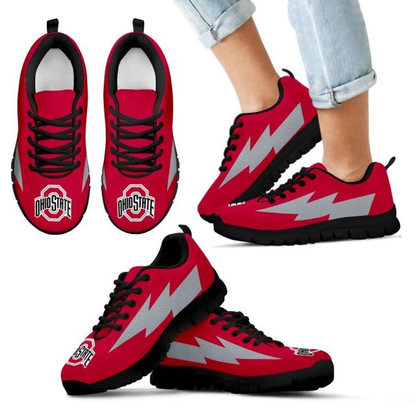 Nice Style Ohio State Buckeyes Sneakers Thunder Lightning Amazing Logo