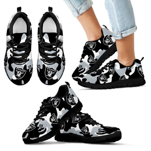 Oakland Raiders Cotton Camouflage Fabric Military Solider Style Sneakers