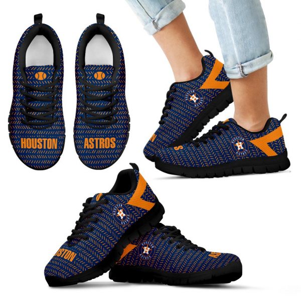 Pattern Logo Slide In Line Houston Astros Sneakers