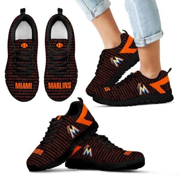 Pattern Logo Slide In Line Miami Marlins Sneakers