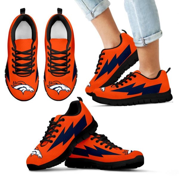 Perfect Denver Broncos Sneakers Thunder Lightning Amazing Logo