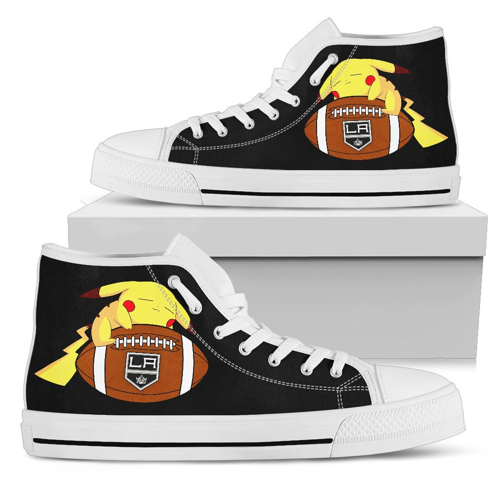 Pikachu-Laying-On-Ball-Los-Angeles-Kings-High-Top-Shoes-1