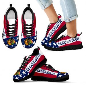 Proud Of American Flag Three Line Chicago Blackhawks Sneakers