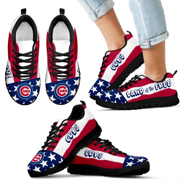 Proud Of American Flag Three Line Chicago Cubs Sneakers