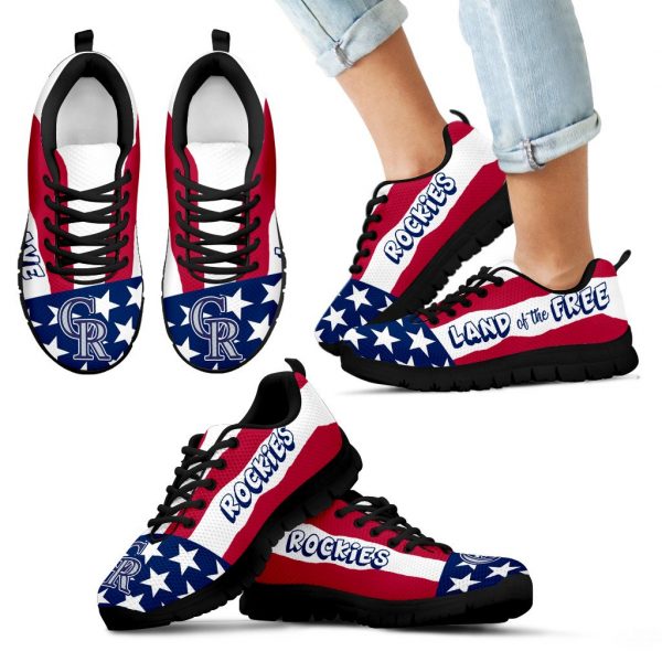 Proud Of American Flag Three Line Colorado Rockies Sneakers