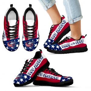 Proud Of American Flag Three Line Columbus Blue Jackets Sneakers