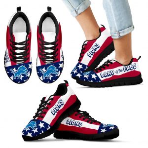 Proud Of American Flag Three Line Detroit Lions Sneakers