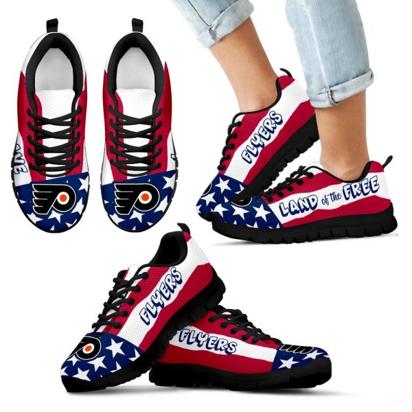 Proud Of American Flag Three Line Philadelphia Flyers Sneakers