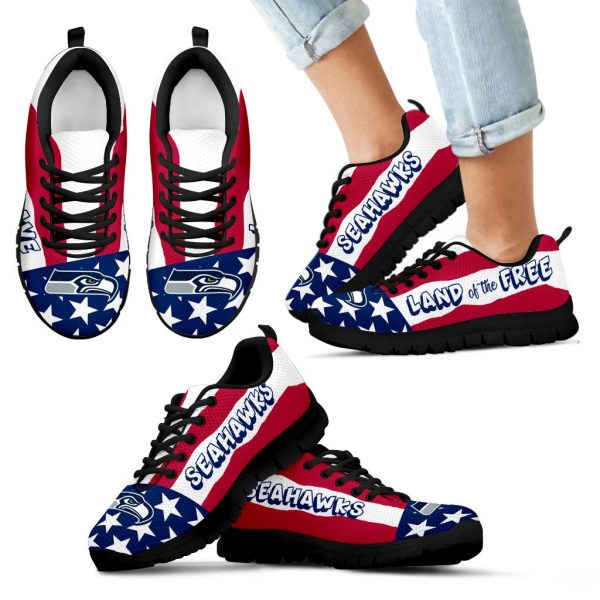 Proud Of American Flag Three Line Seattle Seahawks Sneakers