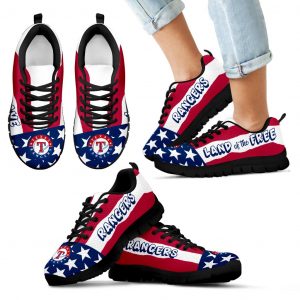 Proud Of American Flag Three Line Texas Rangers Sneakers