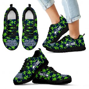 Puzzle Logo With Seattle Seahawks Sneakers