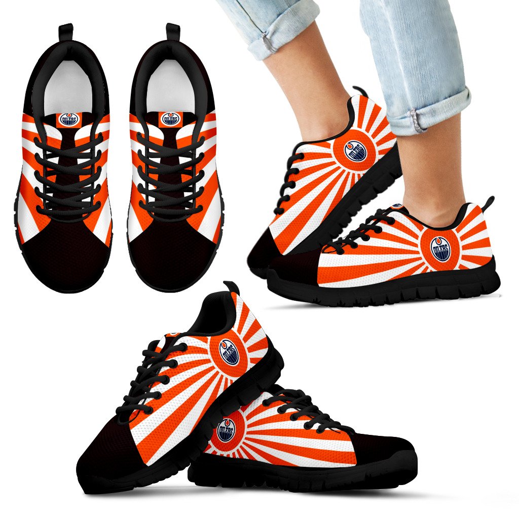 Rising Sun Sparkling Tremendous Edmonton Oilers Sneakers Rising Sun Sparkling Tremendous Edmonton Oilers Sneakers