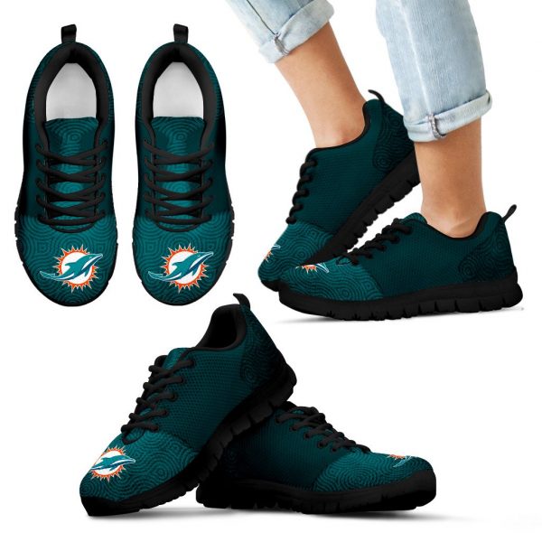 Seamless Line Magical Wave Beautiful Miami Dolphins Sneakers
