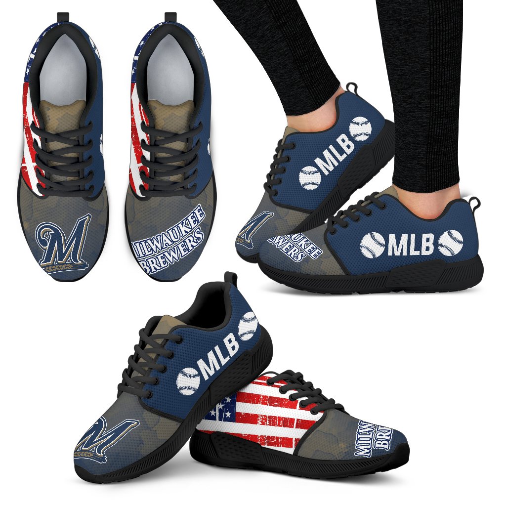 Simple Fashion Milwaukee Brewers Shoes Athletic Sneakers Simple Fashion Milwaukee Brewers Shoes Athletic Sneakers
