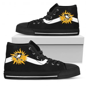 Simple Van Sun Flame Pittsburgh Penguins High Top Shoes
