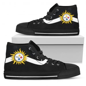 Simple Van Sun Flame Pittsburgh Steelers High Top Shoes