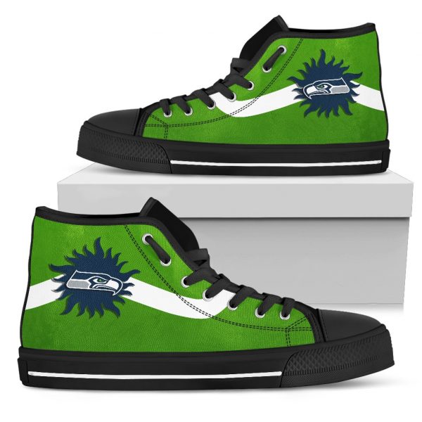 Simple Van Sun Flame Seattle Seahawks High Top Shoes