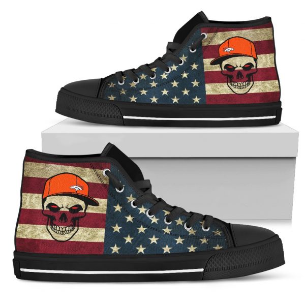 Skull Flag Vintage Style Denver Broncos High Top Shoes