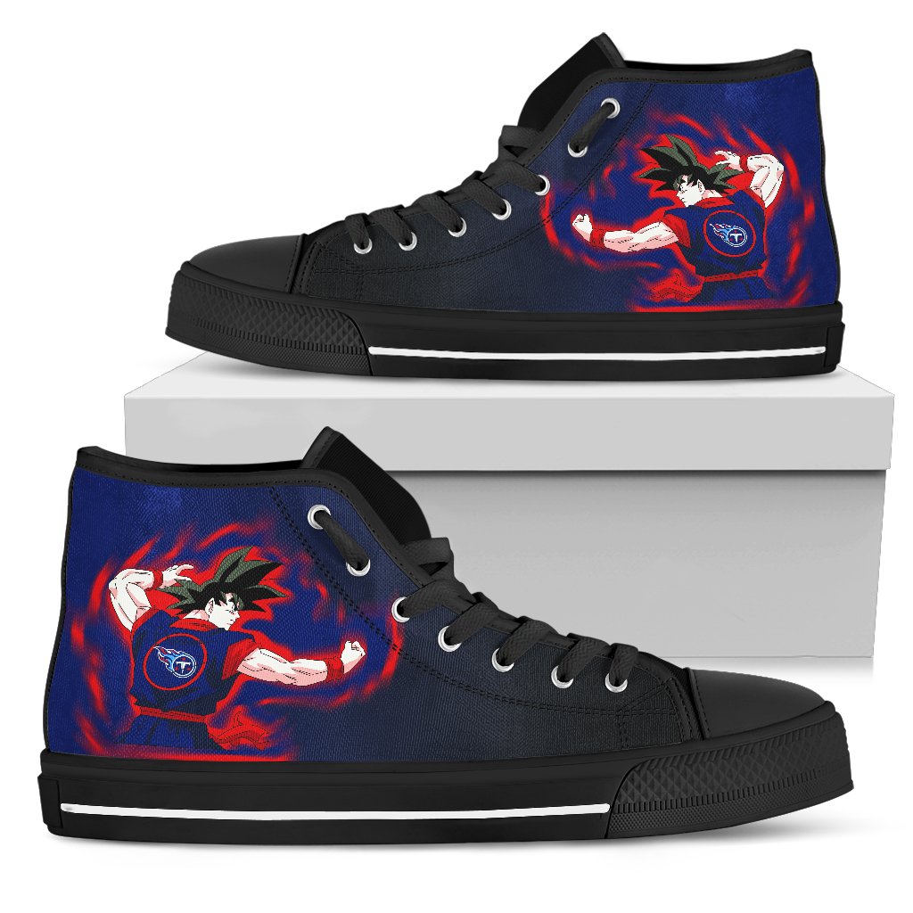 Son Goku Saiyan Power Tennessee Titans High Top Shoes Son Goku Saiyan Power Tennessee Titans High Top Shoes