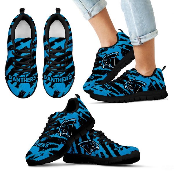 Stripes Pattern Print Carolina Panthers Sneakers